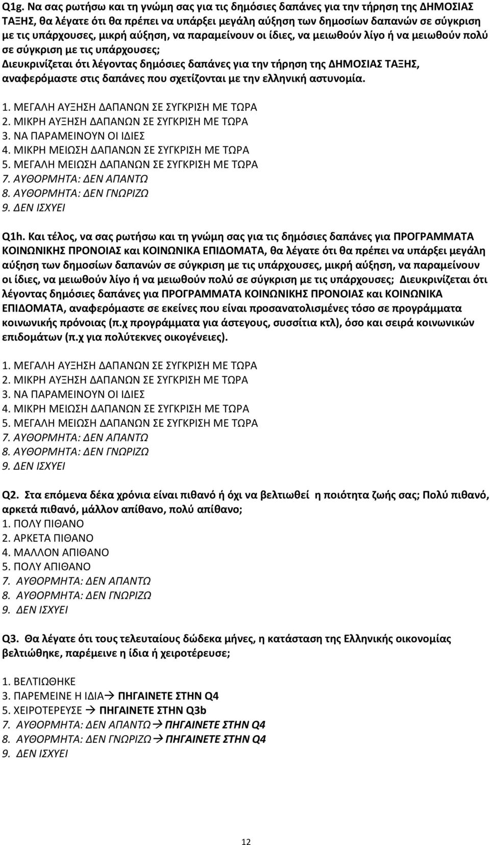 στις δαπάνες που σχετίζονται με την ελληνική αστυνομία. 1. ΜΕΓΑΛΗ ΑΥΞΗΣΗ ΔΑΠΑΝΩΝ ΣΕ ΣΥΓΚΡΙΣΗ ΜΕ ΤΩΡΑ 2. ΜΙΚΡΗ ΑΥΞΗΣΗ ΔΑΠΑΝΩΝ ΣΕ ΣΥΓΚΡΙΣΗ ΜΕ ΤΩΡΑ 3. ΝΑ ΠΑΡΑΜΕΙΝΟΥΝ ΟΙ ΙΔΙΕΣ 4.