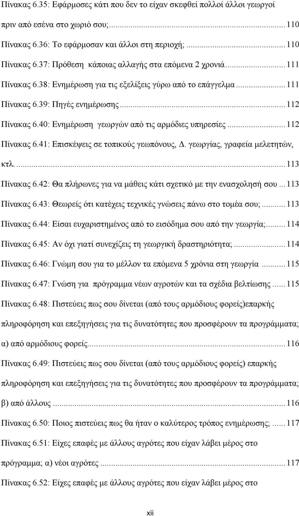 γεωργίας, γραφεία μελετητών, κτλ.... 113 Πίνακας 6.42: Θα πλήρωνες για να μάθεις κάτι σχετικό με την ενασχολησή σου... 113 Πίνακας 6.43: Θεωρείς ότι κατέχεις τεχνικές γνώσεις πάνω στο τομέα σου;.