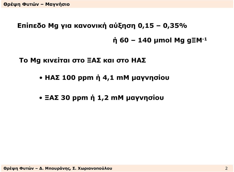 HΑΣ100 ppmή4,1 mmµαγνησίου ΞΑΣ30 ppmή1,2