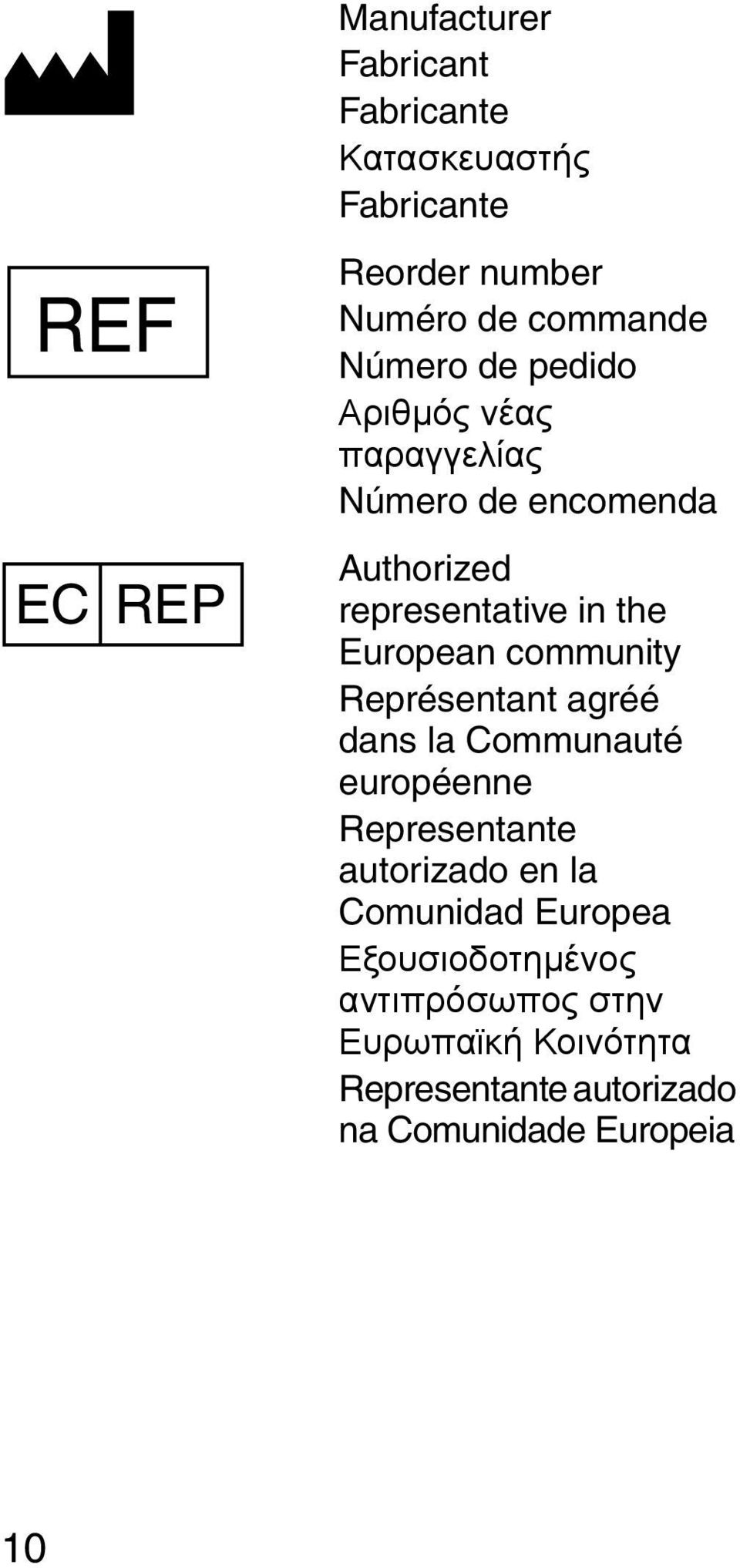 community Représentant agréé dans la Communauté européenne Representante autorizado en la Comunidad