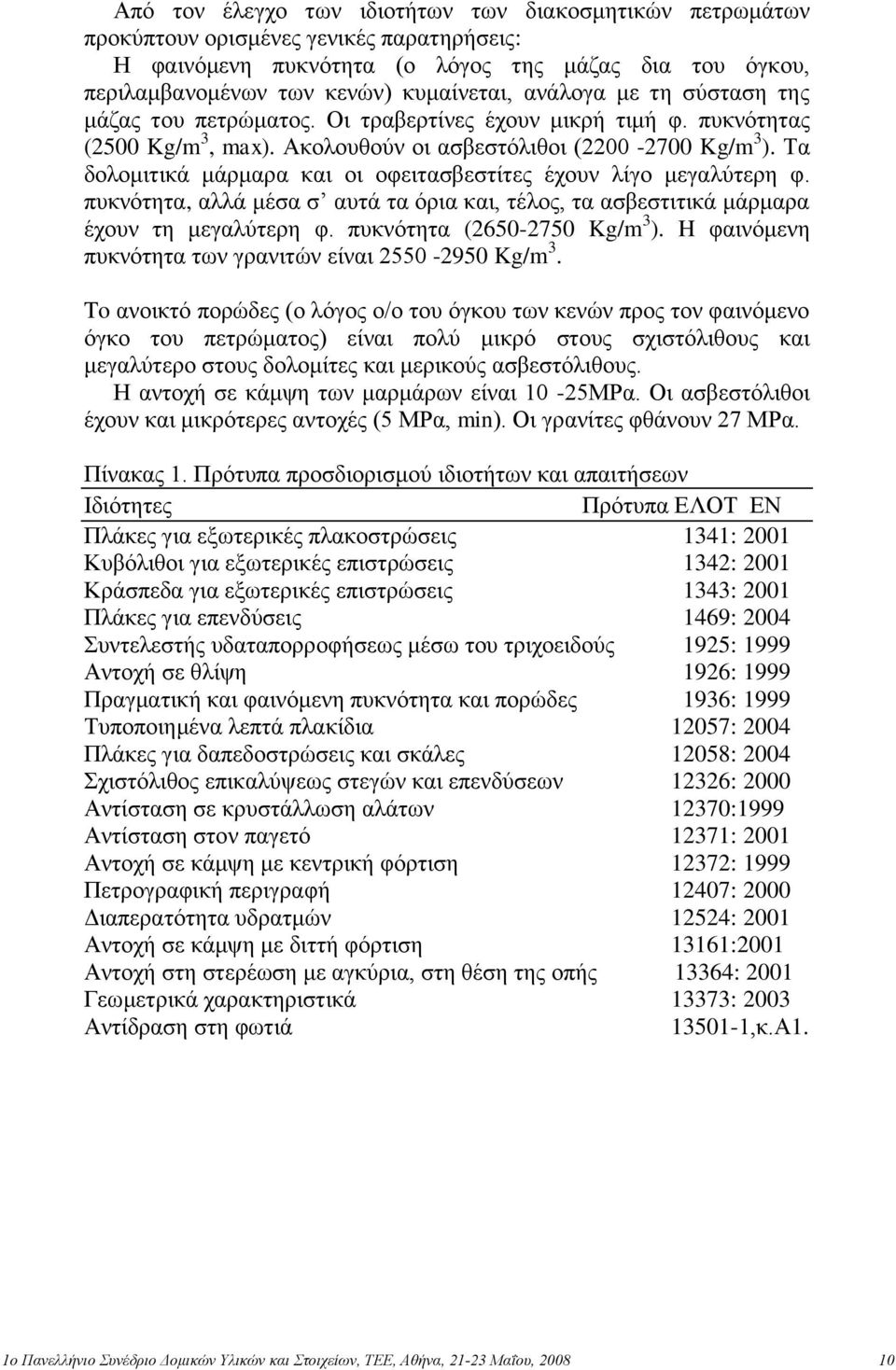 Σα δνινκηηηθά κάξκαξα θαη νη νθεηηαζβεζηίηεο έρνπλ ιίγν κεγαιύηεξε θ. ππθλόηεηα, αιιά κέζα ζ απηά ηα όξηα θαη, ηέινο, ηα αζβεζηηηηθά κάξκαξα έρνπλ ηε κεγαιύηεξε θ. ππθλόηεηα (2650-2750 Kg/m 3 ).