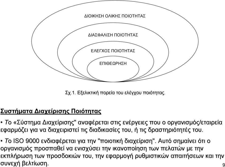 διαχειριστεί τις διαδικασίες του, ή τις δραστηριότητές του. Το ISO 9000 ενδιαφέρεται για την "ποιοτική διαχείριση".