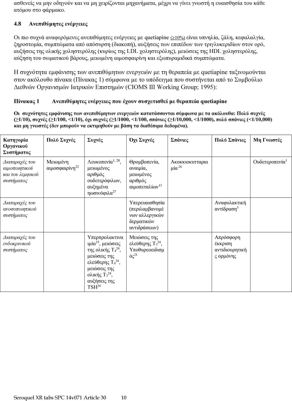 των τριγλυκεριδίων στον ορό, αυξήσεις της ολικής χοληστερόλης (κυρίως της LDL χοληστερόλης), μειώσεις της HDL χοληστερόλης, αύξηση του σωματικού βάρους, μειωμένη αιμοσφαιρίνη και εξωπυραμιδικά