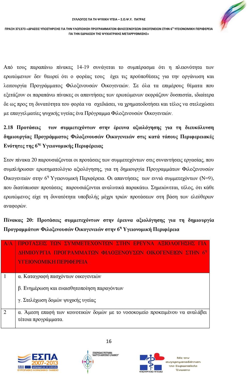 Σε όλα τα επιμέρους θέματα που εξετάζουν οι παραπάνω πίνακες οι απαντήσεις των ερωτώμενων εκφράζουν δυσπιστία, ιδιαίτερα δε ως προς τη δυνατότητα του φορέα να σχεδιάσει, να χρηματοδοτήσει και τέλος