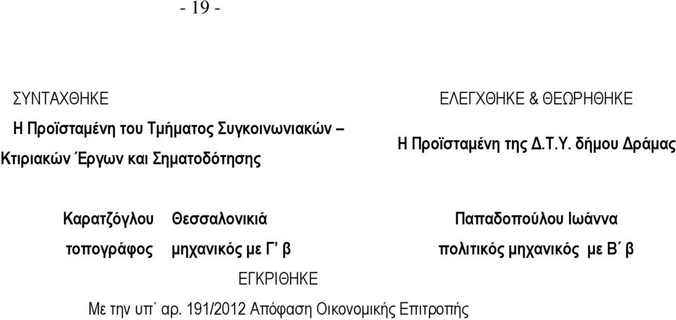 δήµου ράµας Καρατζόγλου Θεσσαλονικιά Παπαδοπούλου Ιωάννα τοπογράφος µηχανικός