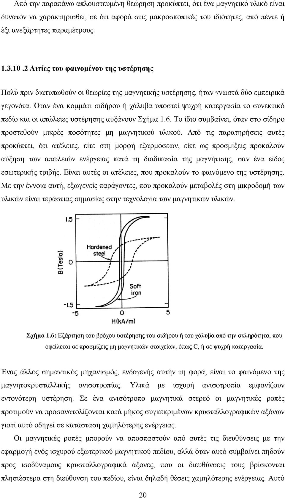 Όταν ένα κομμάτι σιδήρου ή χάλυβα υποστεί ψυχρή κατεργασία το συνεκτικό πεδίο και οι απώλειες υστέρησης αυξάνουν Σχήμα 1.6.