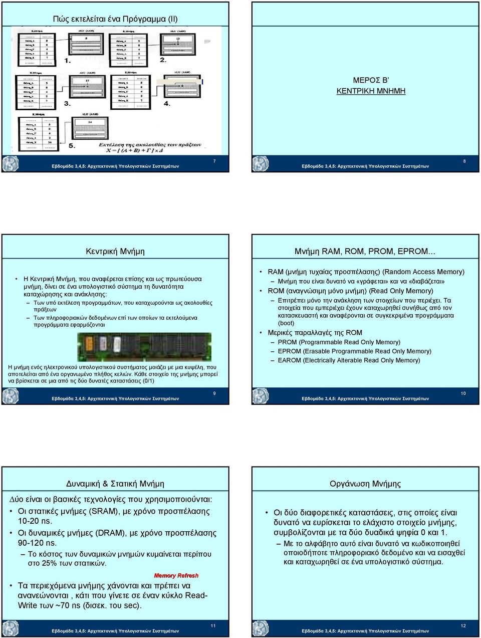 εφαρµόζονται Η µνήµη ενός ηλεκτρονικού υπολογιστικού συστήµατος µοιάζει µε µια κυψέλη, που αποτελείται από ένα οργανωµένο πλήθος κελιών.