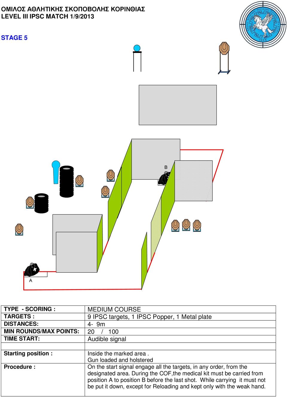 During the COF,the medical kit must be carried from position A to position B before