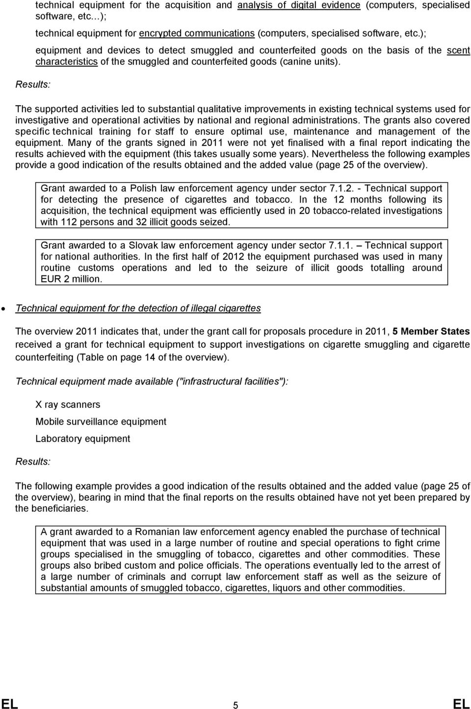 The supported activities led to substantial qualitative improvements in existing technical systems used for investigative and operational activities by national and regional administrations.