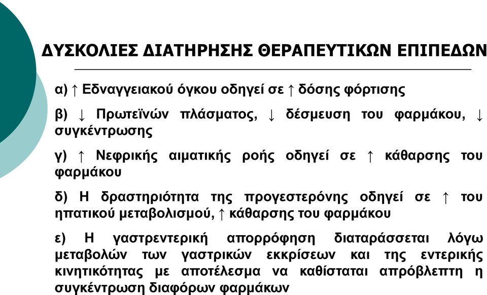 πξνγεζηεξόλεο νδεγεί ζε ηνπ επαηηθνύ κεηαβνιηζκνύ, θάζαξζεο ηνπ θαξκάθνπ ε) Η γαζηξεληεξηθή απνξξόθεζε δηαηαξάζζεηαη ιόγω