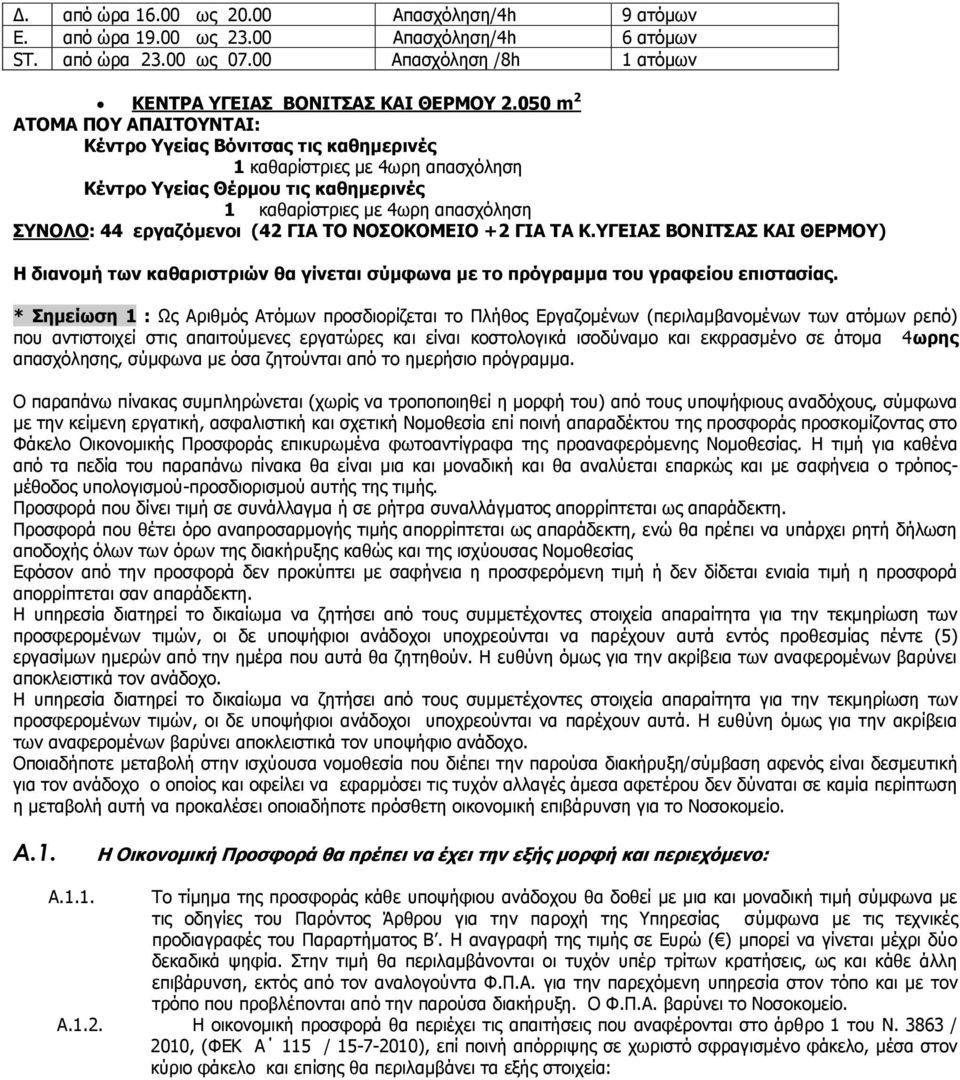 (42 ΓΙΑ ΤΟ ΝΟΣΟΚΟΜΕΙΟ +2 ΓΙΑ ΤΑ Κ.ΥΓΕΙΑΣ ΒΟΝΙΤΣΑΣ ΚΑΙ ΘΕΡΜΟΥ) Η διανομή των καθαριστριών θα γίνεται σύμφωνα με το πρόγραμμα του γραφείου επιστασίας.