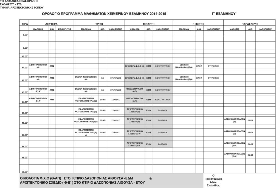 Χ.Ο ΦΩΤΟΓΡΑΜΜΕΤΡΙΑ ΣΧΕ ΙΟ ΦΩΤΟΓΡΑΜΜΕΤΡΙΑ (Ε) Α ΣΧΕ ΙΟ ΦΩΤΟΓΡΑΜΜΕΤΡΙΑ (Έ) Α ΣΧΕ ΙΟ ΣΧΕ ΙΟ 1 ΟΙΚΟΛΟΓΙΑ Φ.Χ.Ο (Θ-ΑΠ) ΣΤΟ ΚΤΙΡΙΟ ΑΣΟΠΟΝΙΑΣ ΑΙΘΟΥΣΑ - & ΣΧΕ ΙΟ ( Θ-Ε' ) ΣΤΟ ΚΤΙΡΙΟ ΑΣΟΠΟΝΙΑΣ ΑΙΘΟΥΣΑ - Ο Προϊστάµενος Αθαν.