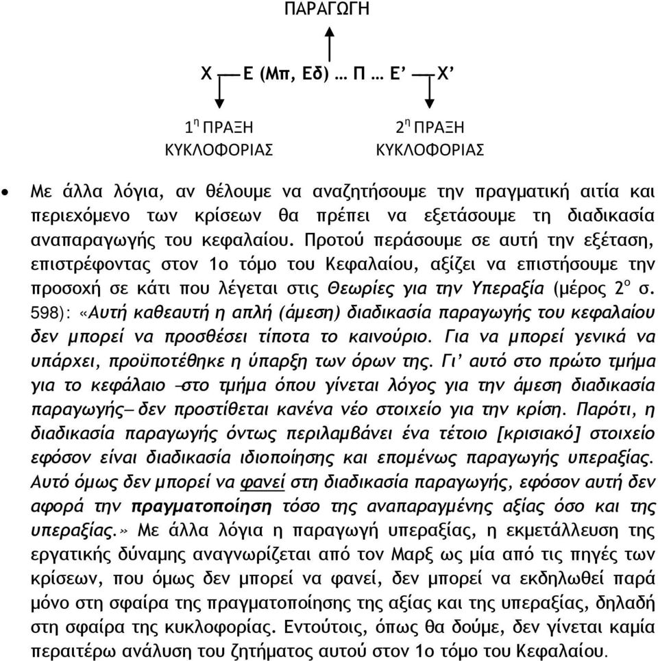 Προτού περάσουμε σε αυτή την εξέταση, επιστρέφοντας στον 1ο τόμο του Κεφαλαίου, αξίζει να επιστήσουμε την προσοχή σε κάτι που λέγεται στις Θεωρίες για την Υπεραξία (μέρος 2 ο σ.