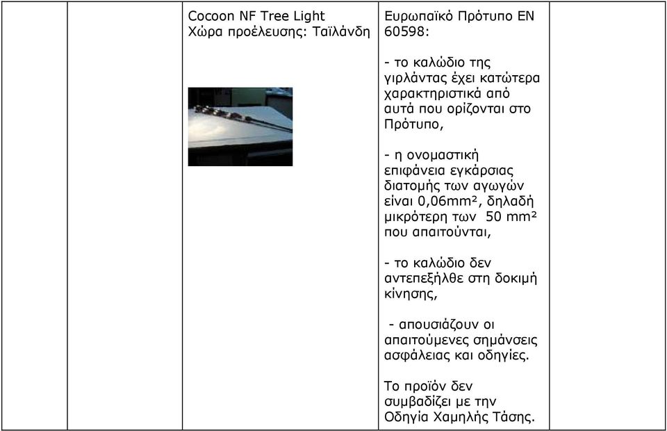 απαιτούνται, - το καλώδιο δεν αντεπεξήλθε στη δοκιµή κίνησης, -