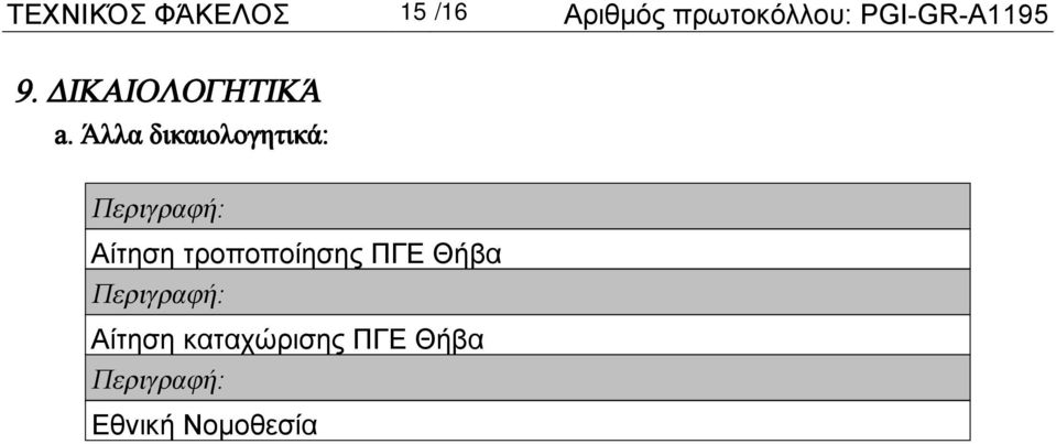 Άλλα δικαιολογητικά: Περιγραφή: Αίτηση τροποποίησης