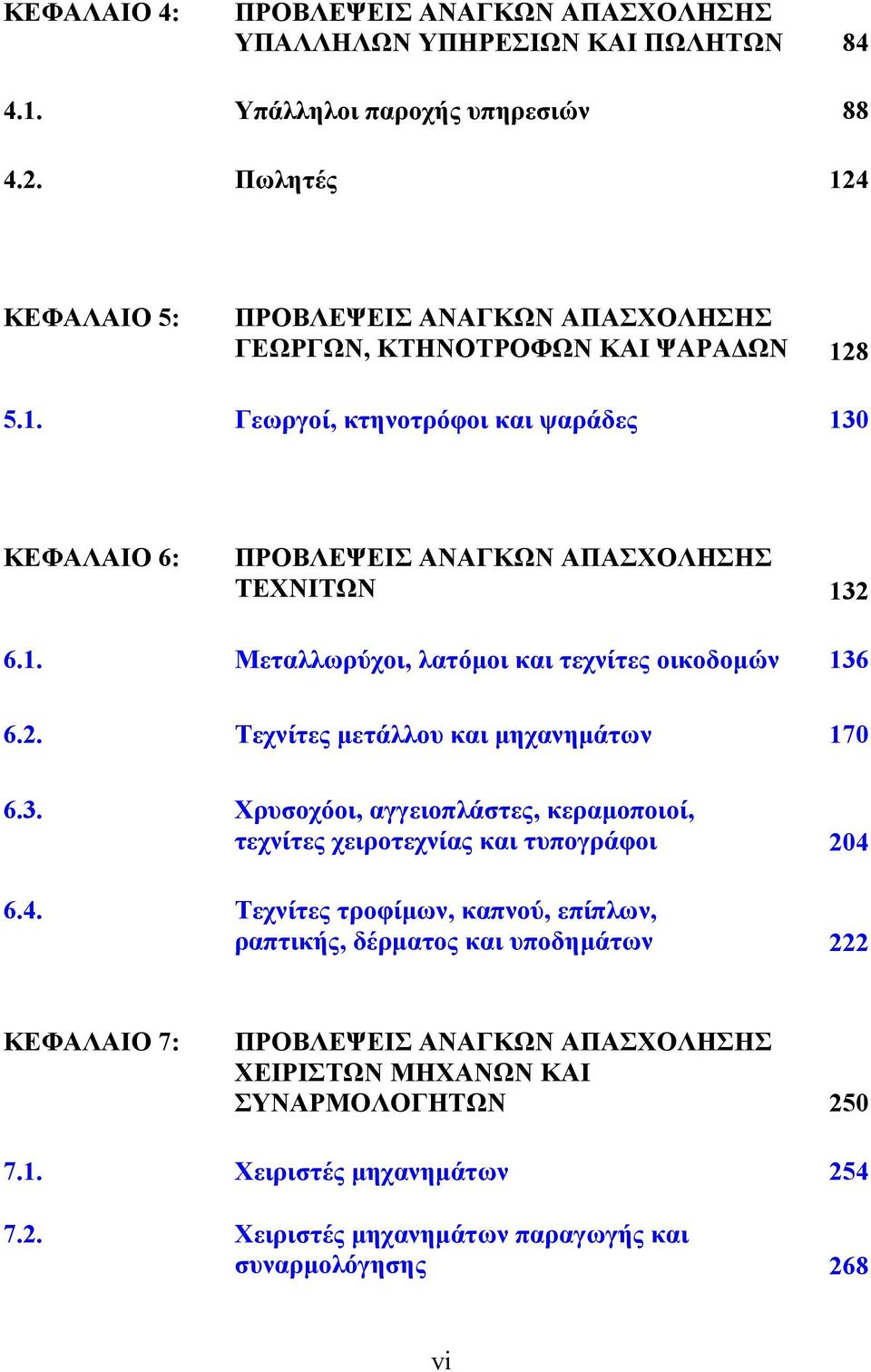 1. Μεταλλωρύχοι, λατόμοι και τεχνίτες οικοδομών 136 6.2. Τεχνίτες μετάλλου και μηχανημάτων 17 6.3. Χρυσοχόοι, αγγειοπλάστες, κεραμοποιοί, τεχνίτες χειροτεχνίας και τυπογράφοι 24 