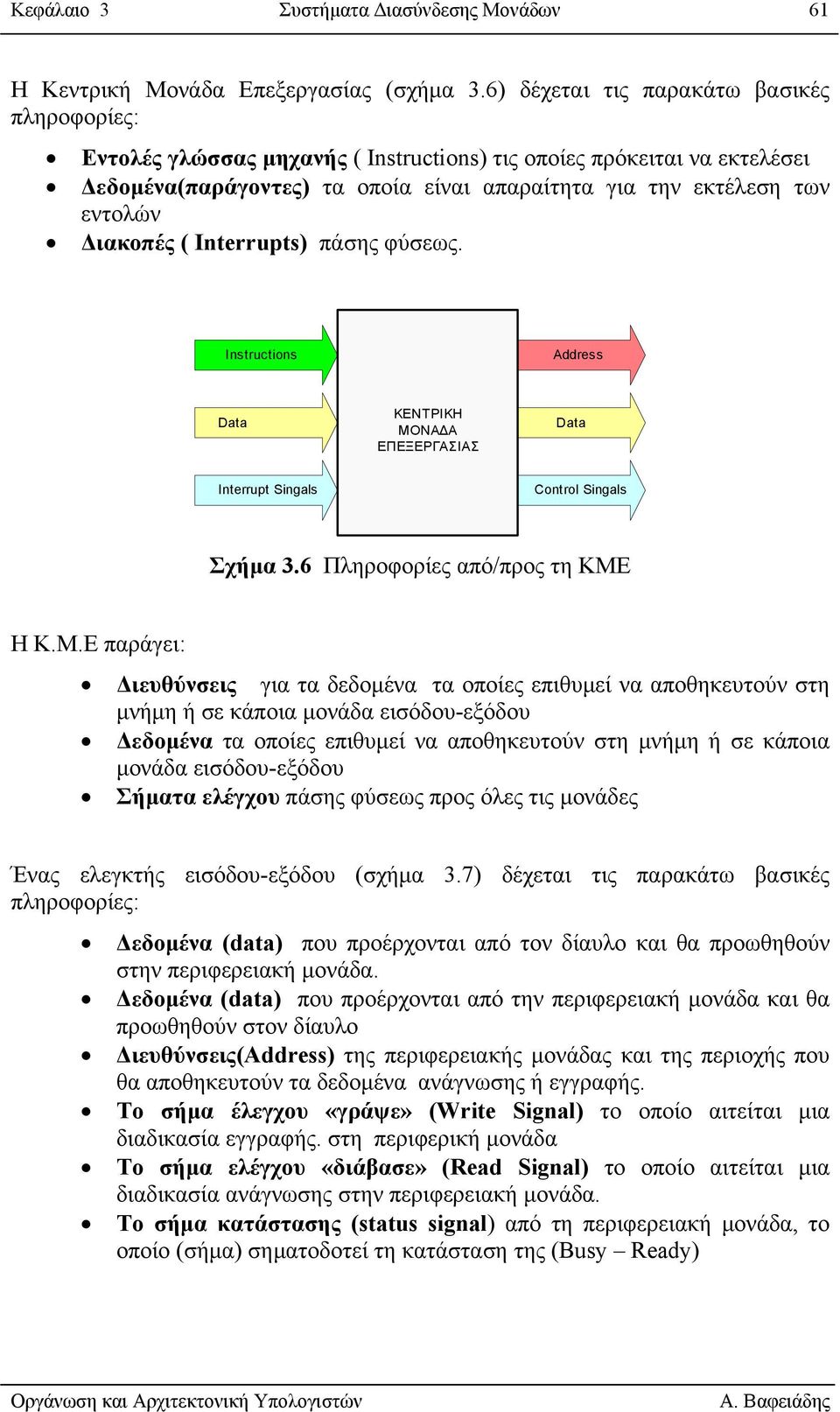 ιακοπές ( Interrupts) πάσης φύσεως. Instructions ΚΕΝΤΡΙΚΗ ΜΟ