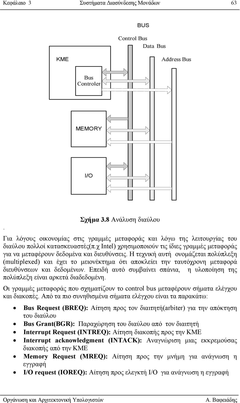 χ Intel) χρησιµοποιούν τις ίδιες γραµµές µεταφοράς για να µεταφέρουν δεδοµένα και διευθύνσεις.