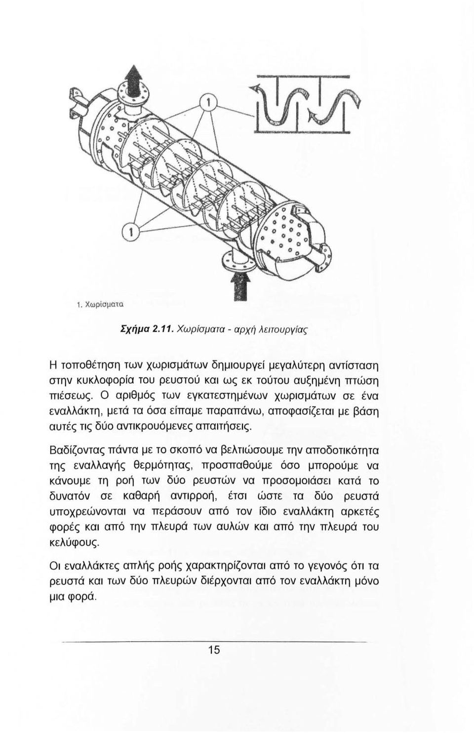 Βαδίζοντας πάντα με το σκοπό να βελτιώσουμε την αποδοτικότητα της εναλλαγής θερμότητας, προσπαθούμε όσο μπορούμε να κάνουμε τη ροή των δύο ρευστών να προσομοιάσει κατά το δυνατόν σε καθαρή αντιρροή,