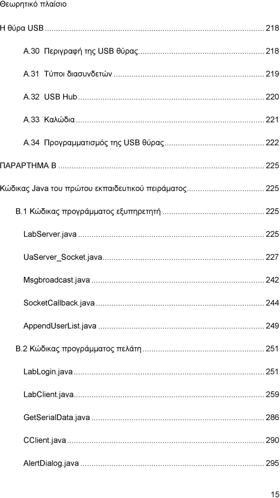 1 Κώδικας προγράμματος εξυπηρετητή... 225 LabServer.java... 225 UaServer_Socket.java... 227 Msgbroadcast.java... 242 SocketCallback.java... 244 AppendUserList.