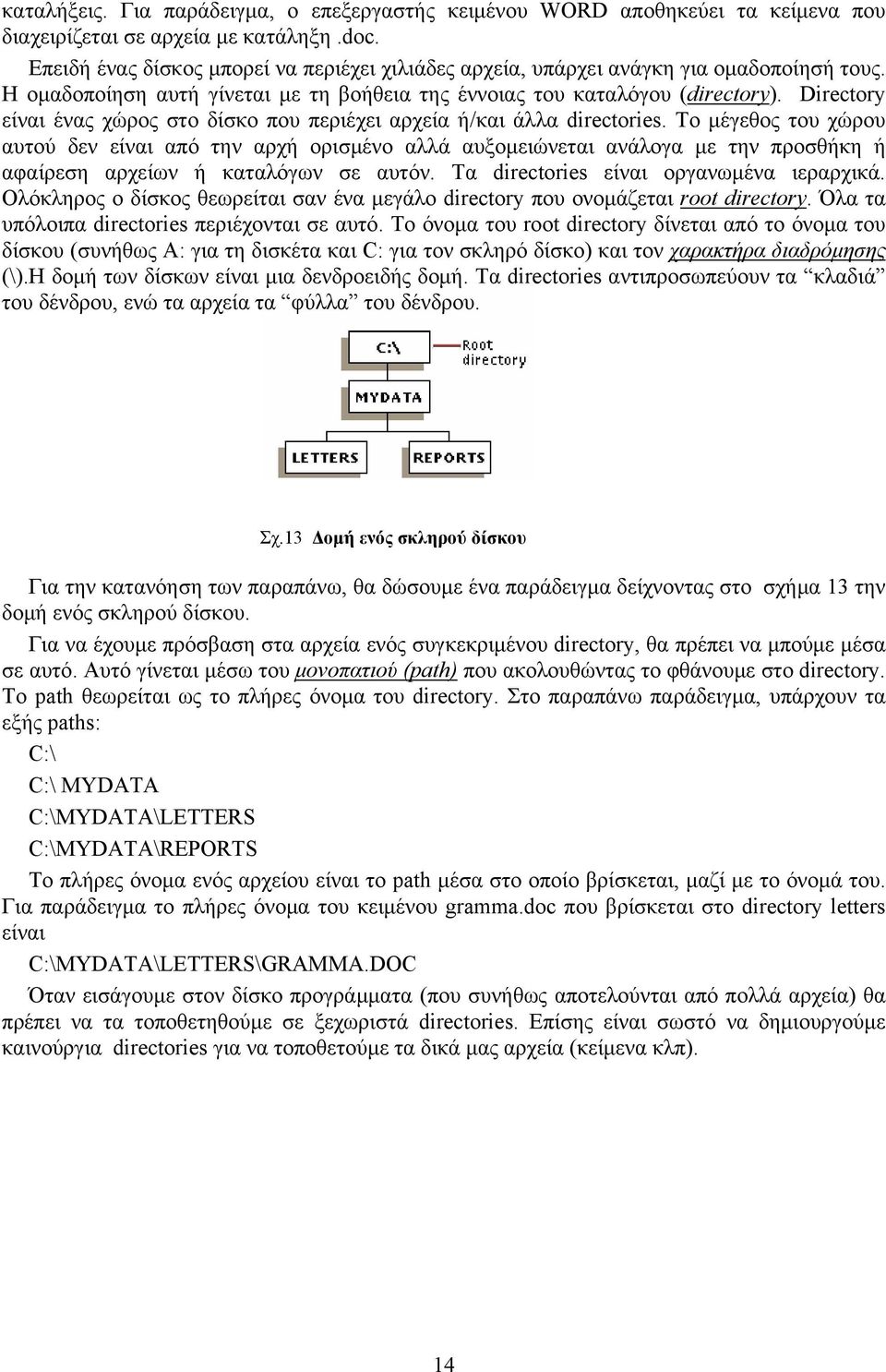 Directory είναι ένας χώρος στο δίσκο που περιέχει αρχεία ή/και άλλα directories.