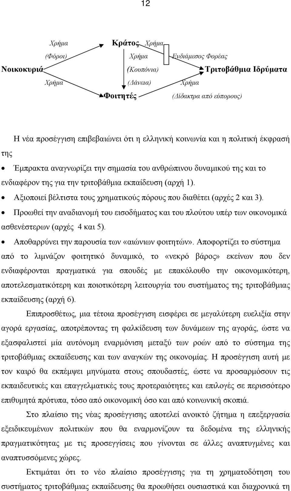 Αξιοποιεί βέλτιστα τους χρηματικούς πόρους που διαθέτει (αρχές 2 και 3). Προωθεί την αναδιανομή του εισοδήματος και του πλούτου υπέρ των οικονομικά ασθενέστερων (αρχές 4 και 5).