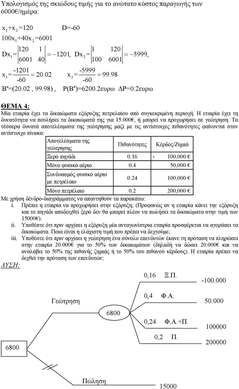 Η εταιρία έχει τη δυνατότητα να πουλήσει τα δικαιώματά της για 15.000, ή μπορεί να προχωρήσει σε γεώτρηση.