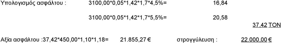 3100,00*0,05*1,42*1,7*5,5%= 20,58 37,42 ΤΟΝ