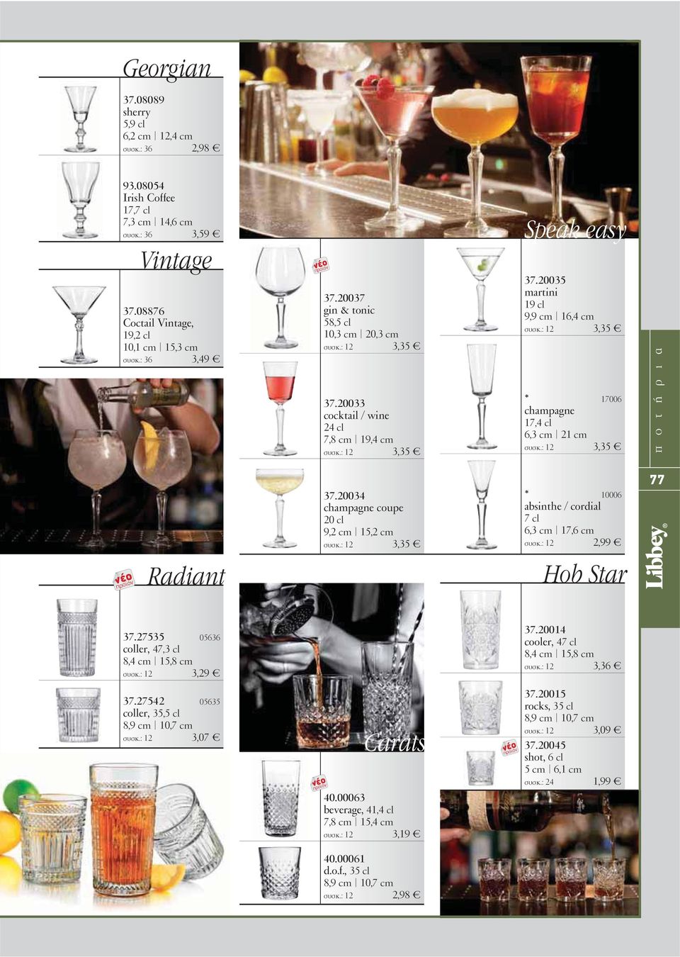 : 12 3,35 * 17006 champagne 17,4 cl 6,3 cm 21 cm συσκ.: 12 3,35 Radiant 37.20034 champagne coupe 20 cl 9,2 cm 15,2 cm συσκ.: 12 3,35 * 10006 absinthe / cordial 7 cl 6,3 cm 17,6 cm συσκ.