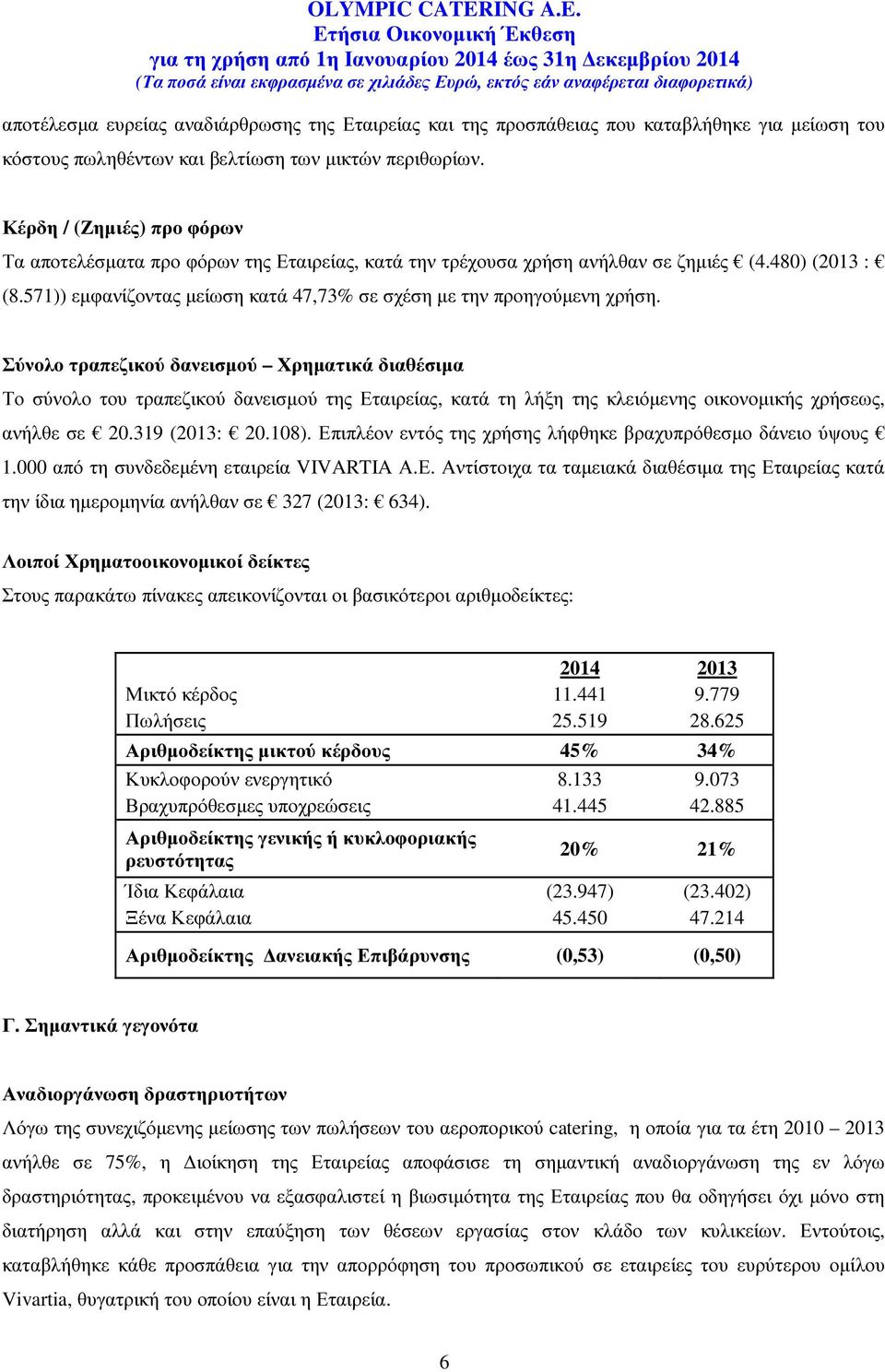 571)) εµφανίζοντας µείωση κατά 47,73% σε σχέση µε την προηγούµενη χρήση.