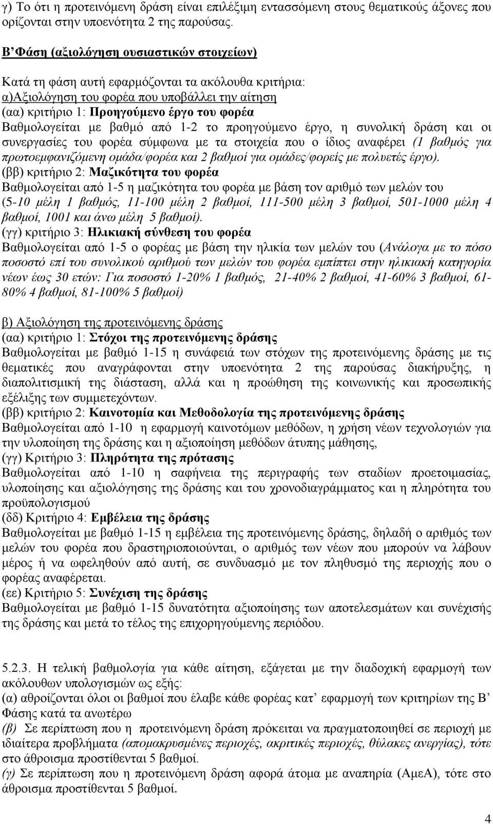 Βαζκνινγείηαη κε βαζκό από 1-2 ην πξνεγνύκελν έξγν, ε ζπλνιηθή δξάζε θαη νη ζπλεξγαζίεο ηνπ θνξέα ζύκθσλα κε ηα ζηνηρεία πνπ ν ίδηνο αλαθέξεη (1 βαζκόο γηα πξωηνεκθαληδόκελε νκάδα/θνξέα θαη 2 βαζκνί