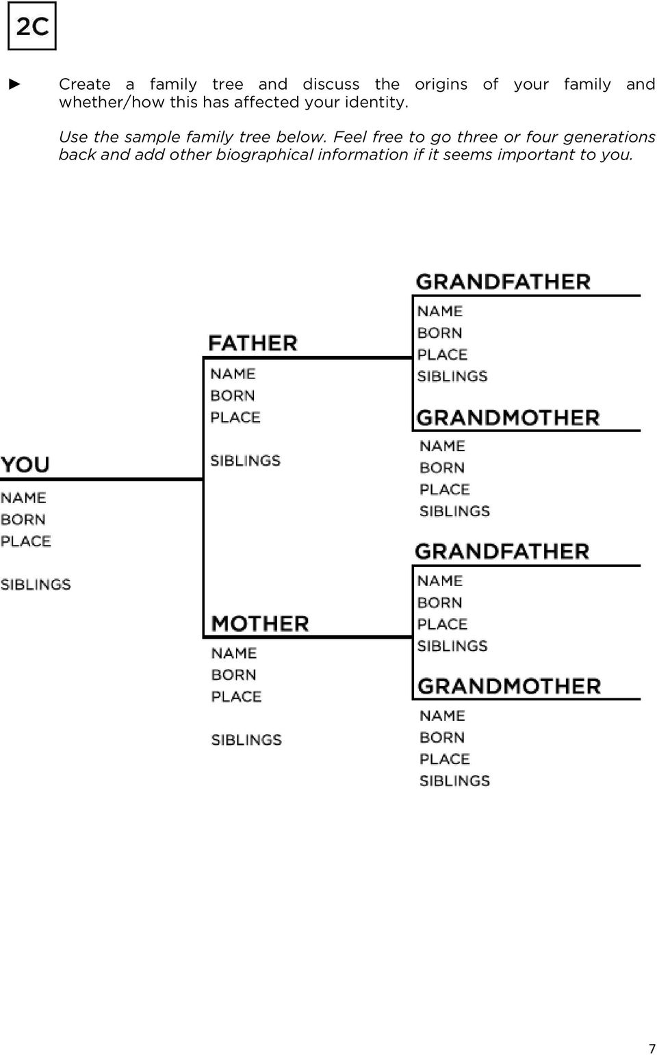 Use the sample family tree below.