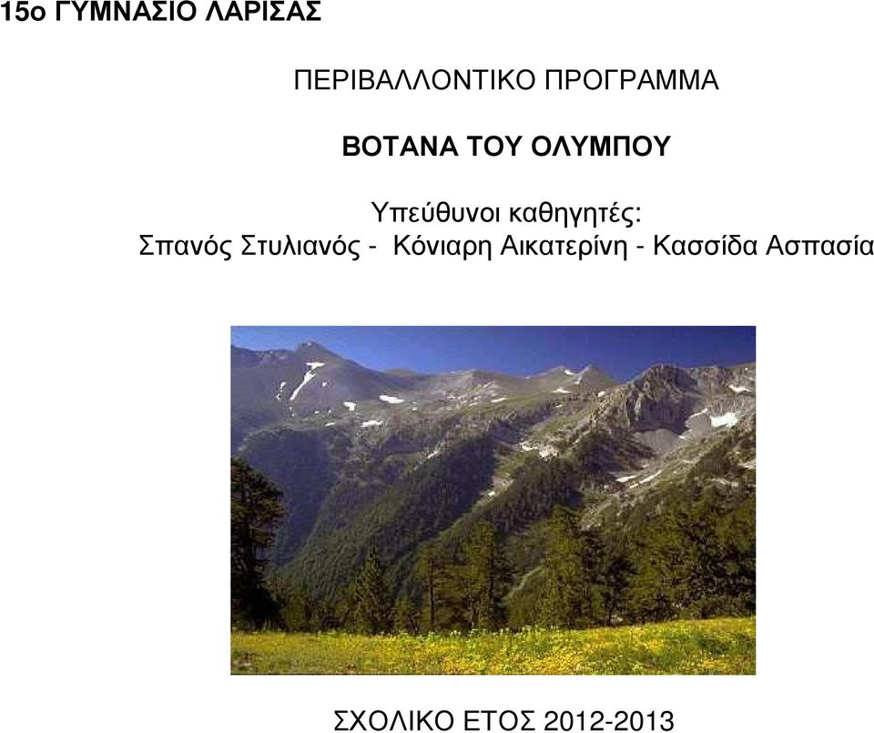 καθηγητές: Σπανός Στυλιανός - Κόνιαρη