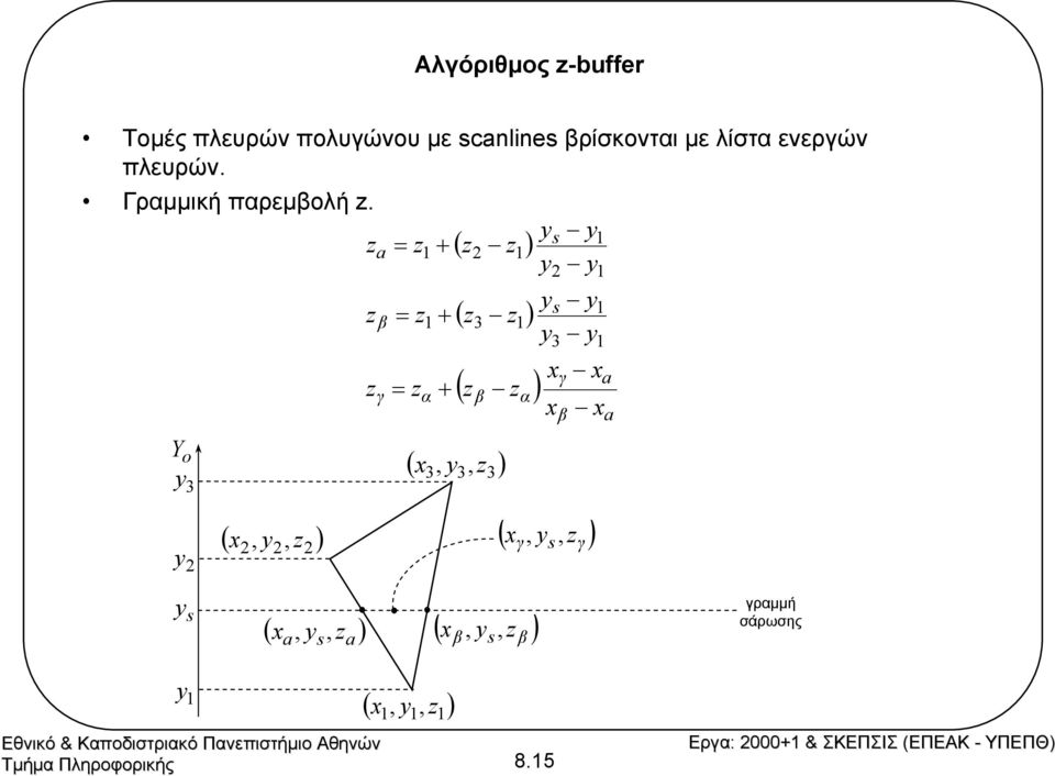 z z z a β γ = z = z = z α + + + ( z z ) 2 ( z z ) 3 ( z z ) β α y y y y s 2 s 3 x x γ β y