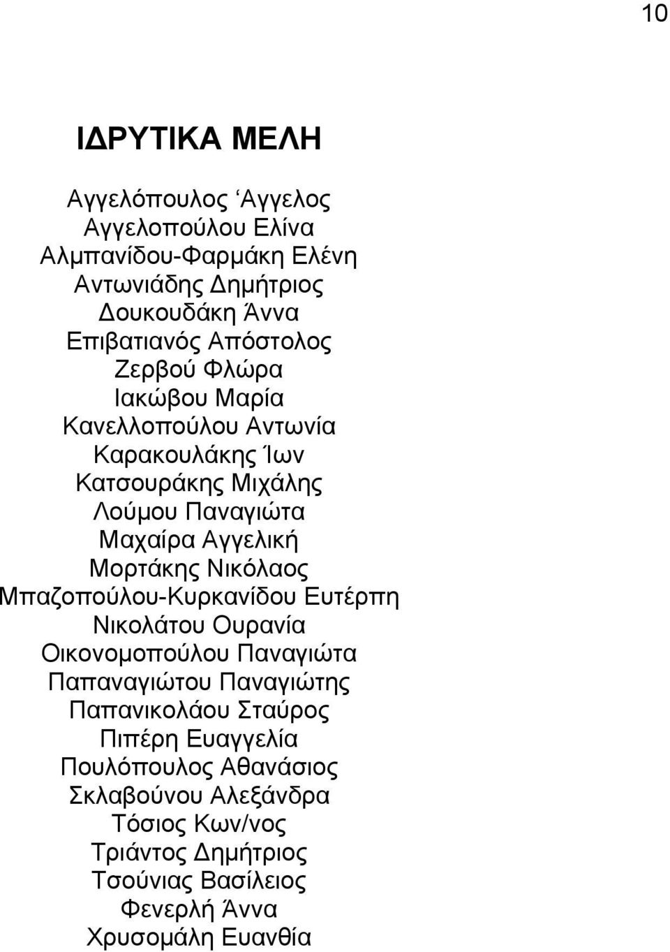 Μορτάκης Νικόλαος Μπαζοπούλου-Κυρκανίδου Ευτέρπη Νικολάτου Ουρανία Οικονομοπούλου Παναγιώτα Παπαναγιώτου Παναγιώτης Παπανικολάου