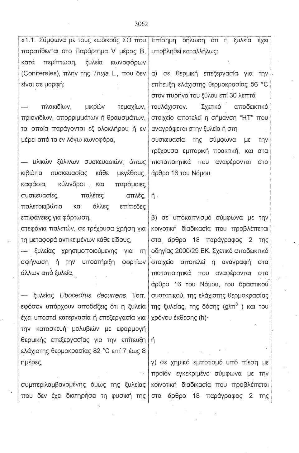 Σχετικό αποδεικτικό πριονιδίων, απορριμμάτων θραυσμάτων, στοιχείο αποτελεί η σμανση 'ΉΤ" που τα οποία παράγονται εξ ολοκλρου εν αναγράφεται στην ξυλεία στη μέρει από τα εν λόγω κωνοφόρα, συσkεuασiα