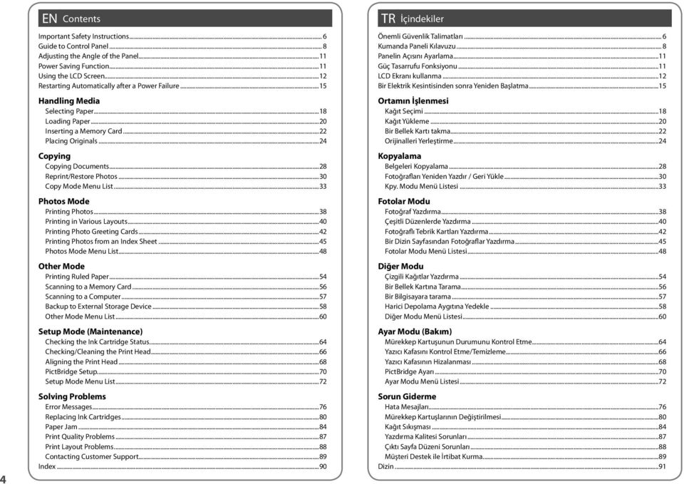 ..28 Reprint/Restore Photos...30 Copy Mode Menu List...33 Photos Mode Printing Photos...38 Printing in Various Layouts...40 Printing Photo Greeting Cards...42 Printing Photos from an Index Sheet.