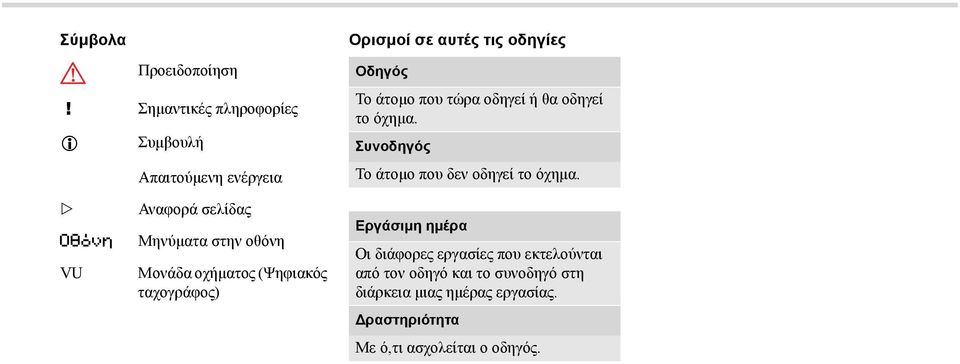 οδηγεί ή θα οδηγεί το όχημα. Συνοδηγός Το άτομο που δεν οδηγεί το όχημα.