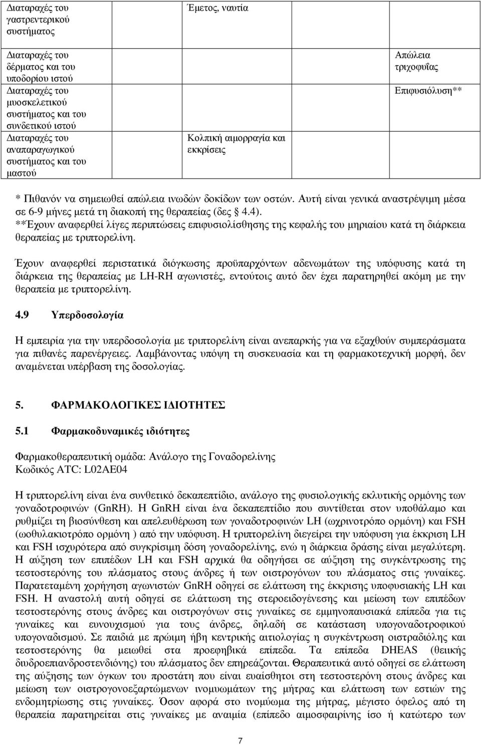 **Έχουν αναφερθεί λίγες περιπτώσεις επιφυσιολίσθησης της κεφαλής του µηριαίου κατά τη διάρκεια θεραπείας µε τριπτορελίνη.