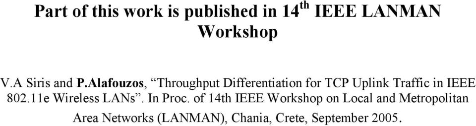 Alafouzos, Throughput Differentiation for TCP Uplink Traffic in IEEE