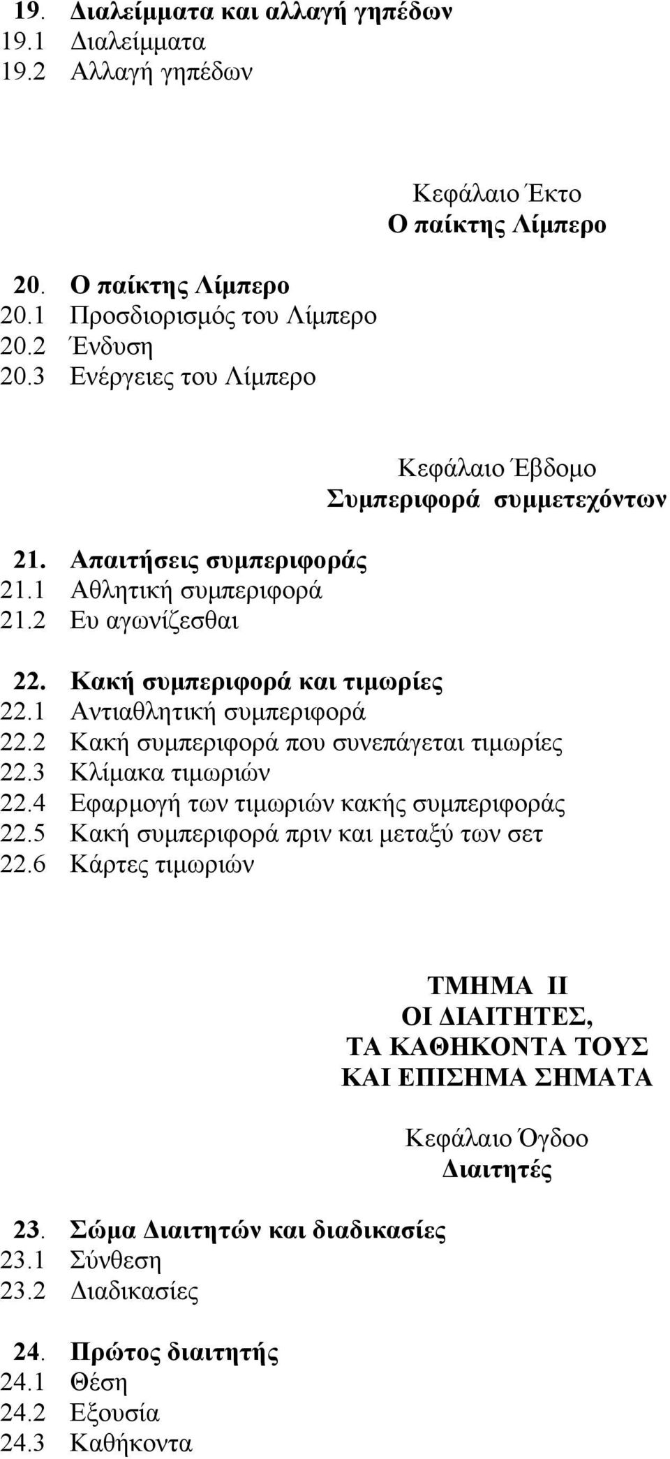 6 Απαιτήσεις συµπεριφοράς Αθλητική συµπεριφορά Ευ αγωνίζεσθαι Κακή συµπεριφορά και τιµωρίες Αντιαθλητική συµπεριφορά Κακή συµπεριφορά που συνεπάγεται τιµωρίες Κλίµακα τιµωριών Εφαρµογή των