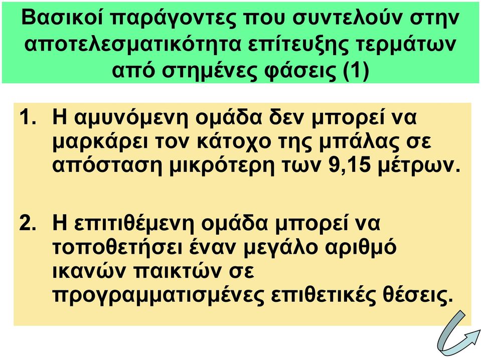 Η ακπλόκελε νκάδα δελ κπνξεί λα καξθάξεη ηνλ θάηνρν ηεο κπάιαο ζε απόζηαζε