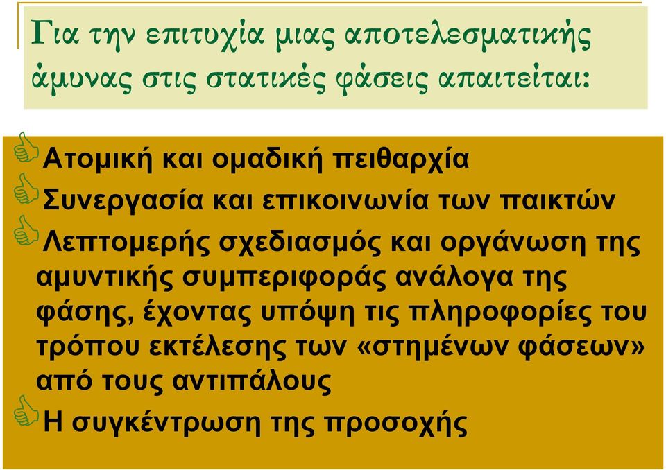 νξγάλσζε ηεο ακπληηθήο ζπκπεξηθνξάο αλάινγα ηεο θάζεο, έρνληαο ππόςε ηηο πιεξνθνξίεο