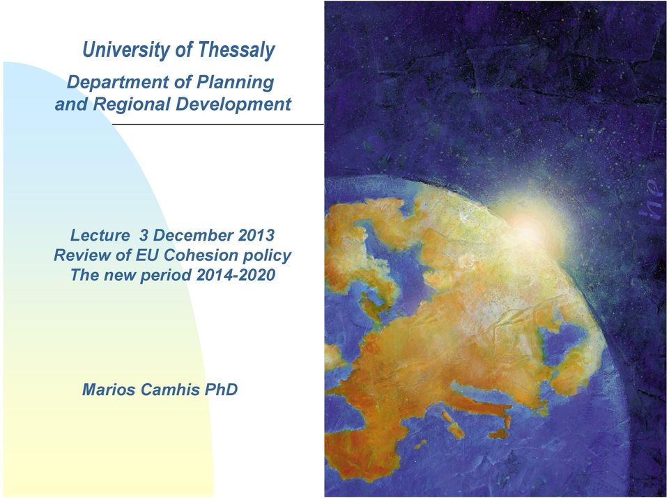3 December 2013 Review of EU Cohesion