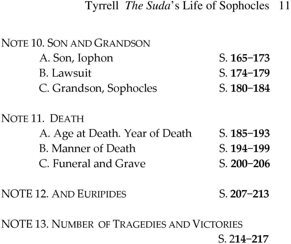 Age at Death. Year of Death S. 185 193 B. Manner of Death S. 194 199 C.