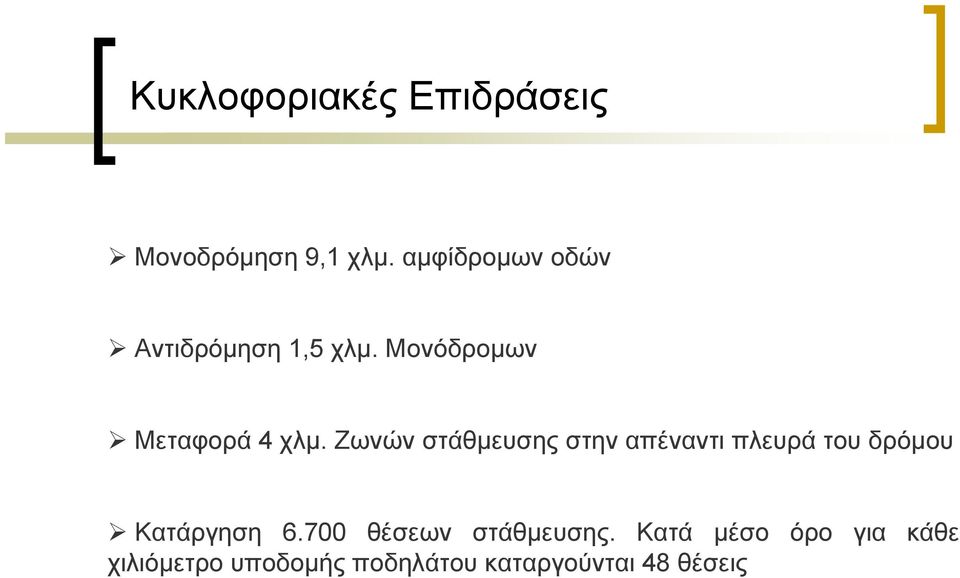 Ζωνών στάθμευσης στην απέναντι πλευρά του δρόμου Κατάργηση 6.