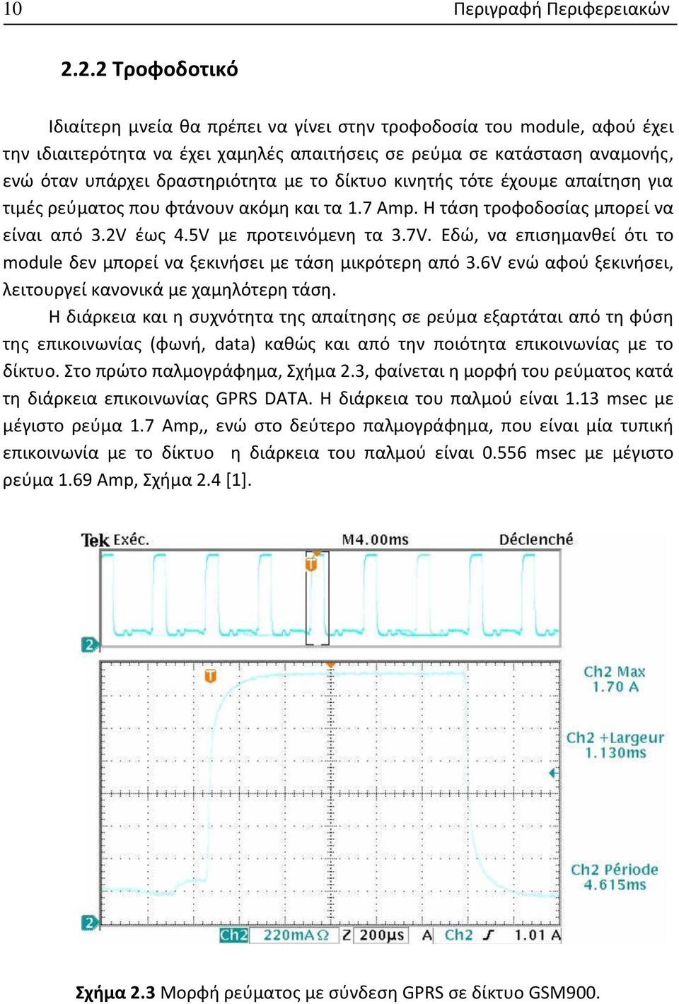 το δίκτυο κινθτισ τότε ζχουμε απαίτθςθ για τιμζσ ρεφματοσ που φτάνουν ακόμθ και τα 1.7 Αmp. Θ τάςθ τροφοδοςίασ μπορεί να είναι από 3.2V ζωσ 4.5V με προτεινόμενθ τα 3.7V.