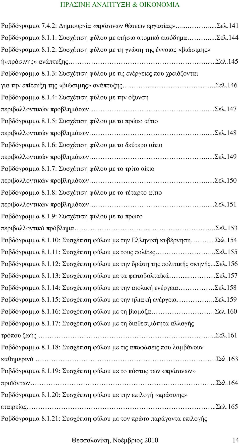 ..σελ.147 Ραβδόγραµµα 8.1.5: Συσχέτιση φύλου µε το πρώτο αίτιο περιβαλλοντικών προβληµάτων...σελ.148 Ραβδόγραµµα 8.1.6: Συσχέτιση φύλου µε το δεύτερο αίτιο περιβαλλοντικών προβληµάτων...σελ.149 Ραβδόγραµµα 8.