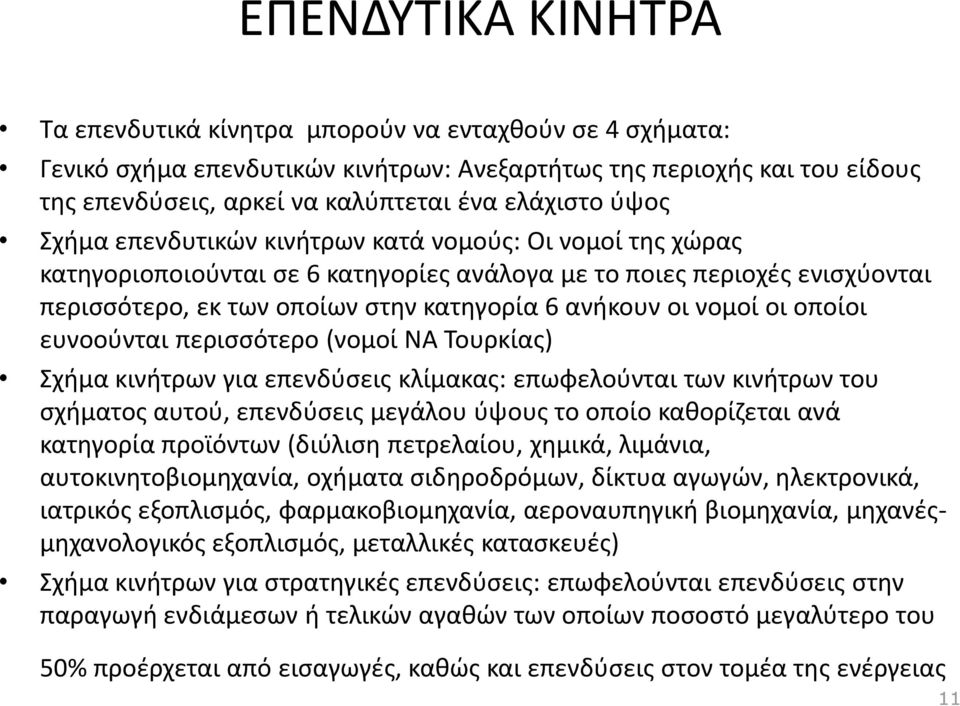 νομοί οι οποίοι ευνοοφνται περιςςότερο (νομοί ΝΑ Τουρκίασ) Σχιμα κινιτρων για επενδφςεισ κλίμακασ: επωφελοφνται των κινιτρων του ςχιματοσ αυτοφ, επενδφςεισ μεγάλου φψουσ το οποίο κακορίηεται ανά