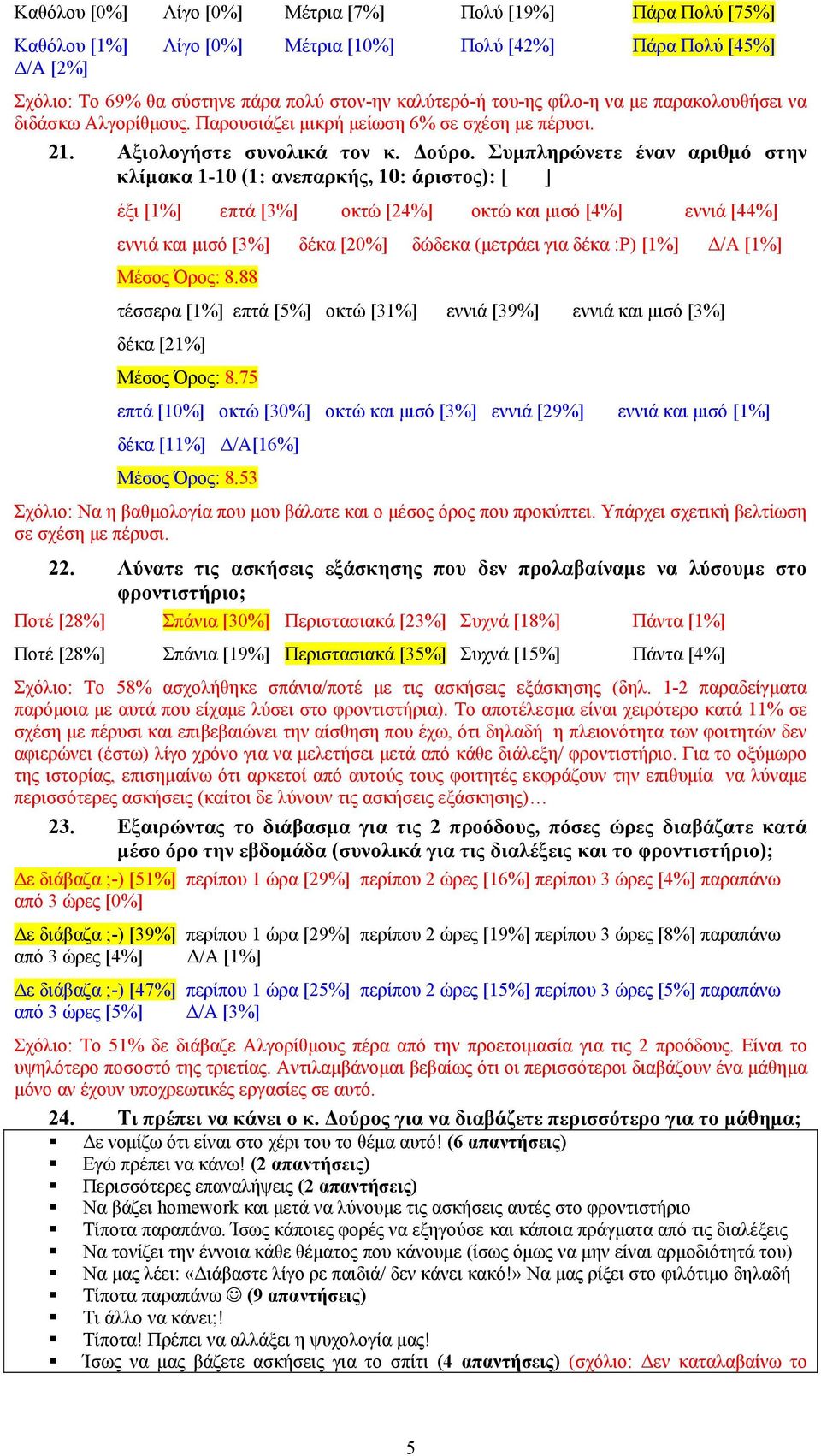 Συμπληρώνετε έναν αριθμό στην κλίμακα 1-10 (1: ανεπαρκής, 10: άριστος): [ ] έξι [1%] επτά [3%] οκτώ [24%] οκτώ και μισό [4%] εννιά [44%] εννιά και μισό [3%] δέκα [20%] δώδεκα (μετράει για δέκα :P)